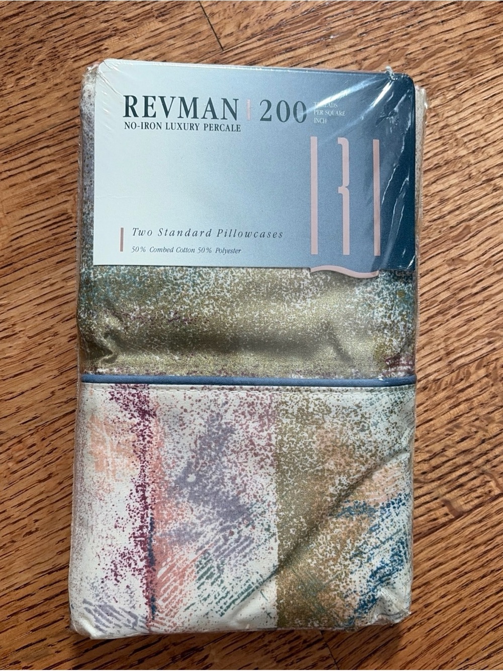 VTG NOS Revman 200 Windswept Pillowcases Set of 2 Standard Percale Abstract 90s